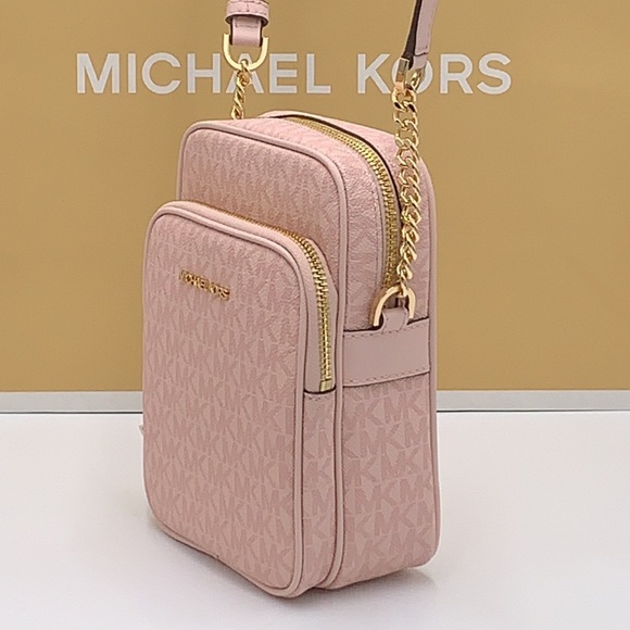 MICHAEL KORS Jet Set Travel Medium Logo Crossbody Bag DARK POWDER BLUSH COLOR - Picture 7 of 16